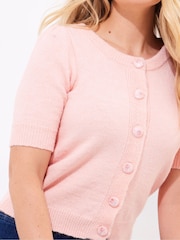 Joe Browns Pink Vintage Crew Neck Cardigan - Image 6 of 7