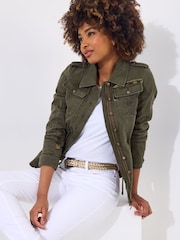 Joe Browns Green Patch Detail Military Jacket - Image 1 of 6