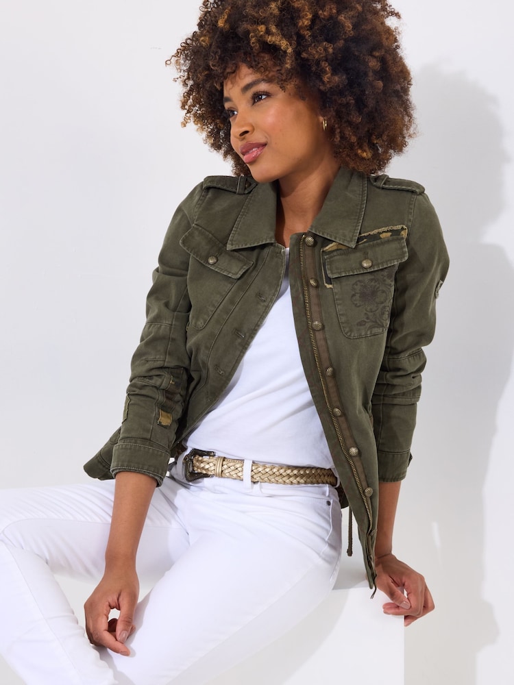 Joe Browns Green Patch Detail Military Jacket - Image 1 of 6