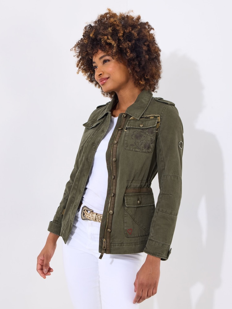 Joe Browns Green Patch Detail Military Jacket - Image 2 of 6