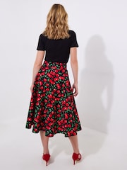 Joe Browns Black Cherry Print Vintage Midi Skirt - Image 5 of 7