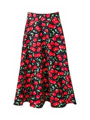Joe Browns Black Cherry Print Vintage Midi Skirt - Image 7 of 7