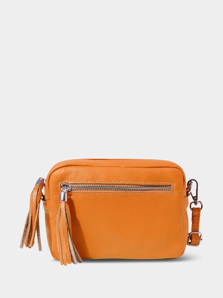 Joe Browns Orange Mini Leather Cross-Body Bag - Image 1 of 4