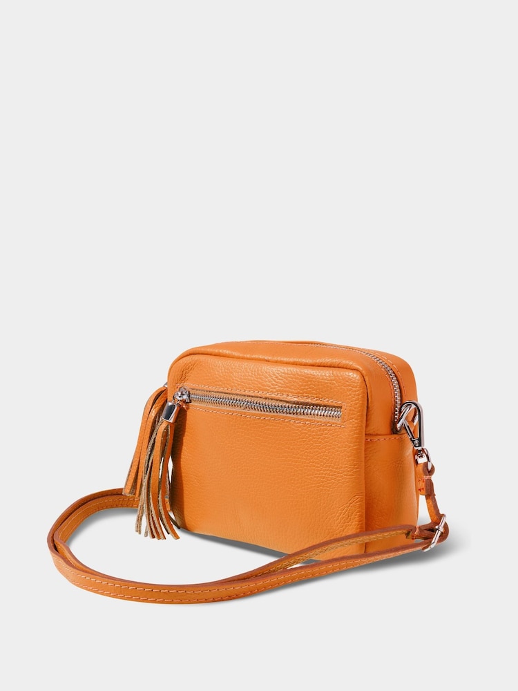Joe Browns Orange Mini Leather Cross-Body Bag - Image 2 of 4