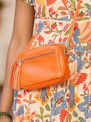 Joe Browns Orange Mini Leather Cross-Body Bag - Image 4 of 4