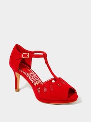 Joe Browns Red Cut-Out Detail Peep Toe T-Bar Heels - Image 5 of 6