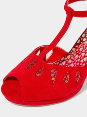 Joe Browns Red Cut-Out Detail Peep Toe T-Bar Heels - Image 6 of 6