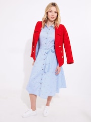 Joe Browns Blue Cherry Striped 100% Cotton Shirt Dress - Image 4 of 5