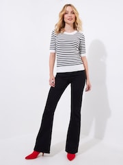 Joe Browns Black Striped Knitted 100% Cotton Top - Image 2 of 5