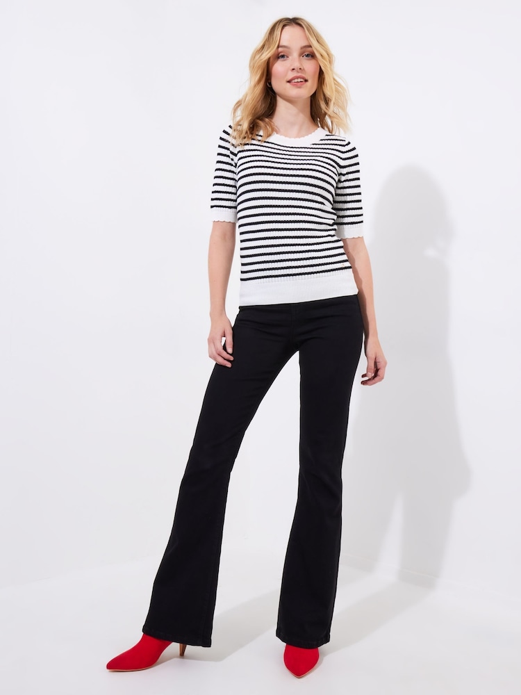 Joe Browns Black Striped Knitted 100% Cotton Top - Image 2 of 5