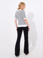 Joe Browns Black Striped Knitted 100% Cotton Top - Image 4 of 5