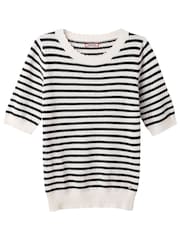 Joe Browns Black Striped Knitted 100% Cotton Top - Image 5 of 5