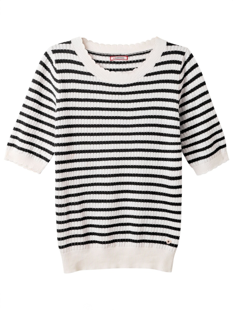 Joe Browns Black Striped Knitted 100% Cotton Top - Image 5 of 5