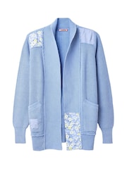Joe Browns Blue Floral Print Patchwork Ribbed 100% Cotton Cardigan - Image 5 of 5