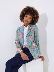 Joe Browns Blue Floral Print 100% Cotton Jacket - Image 1 of 6