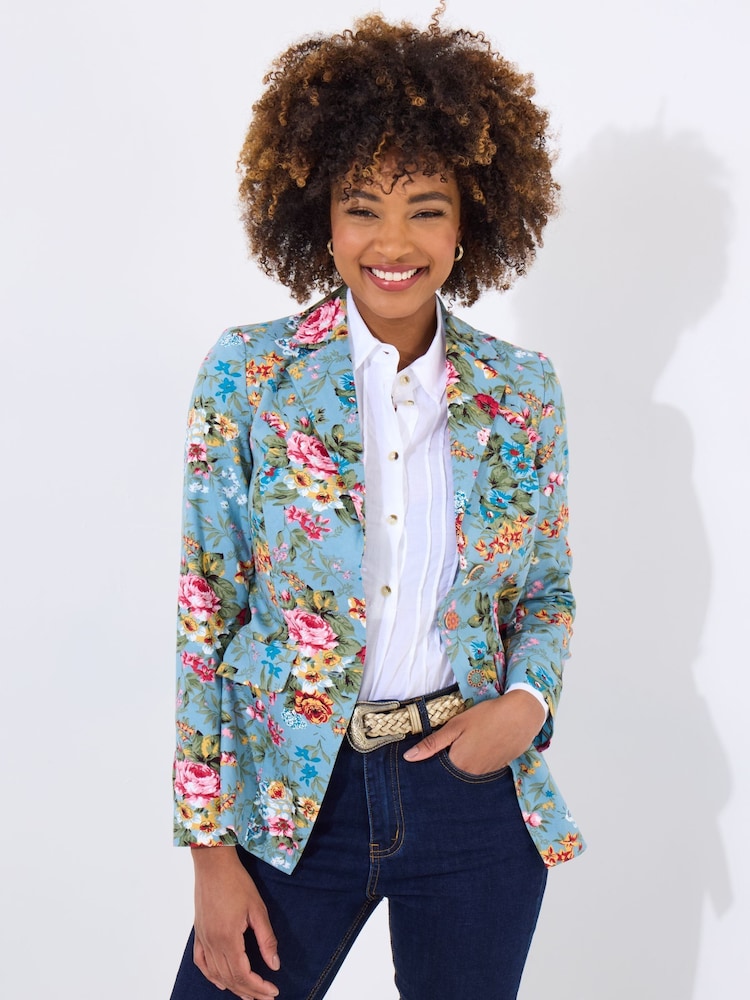 Joe Browns Blue Floral Print 100% Cotton Jacket - Image 3 of 6
