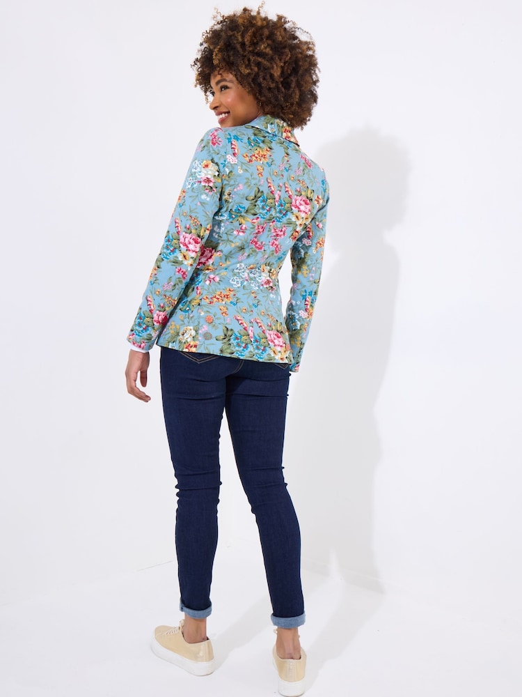 Joe Browns Blue Floral Print 100% Cotton Jacket - Image 4 of 6