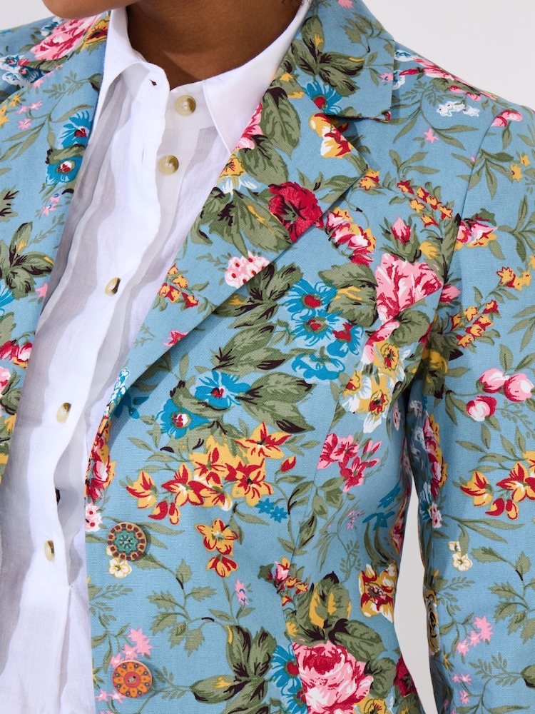 Joe Browns Blue Floral Print 100% Cotton Jacket - Image 5 of 6