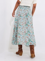 Joe Browns Blue Floral Print Shirred Waist Maxi Skirt - Image 5 of 7