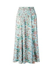 Joe Browns Blue Floral Print Shirred Waist Maxi Skirt - Image 7 of 7