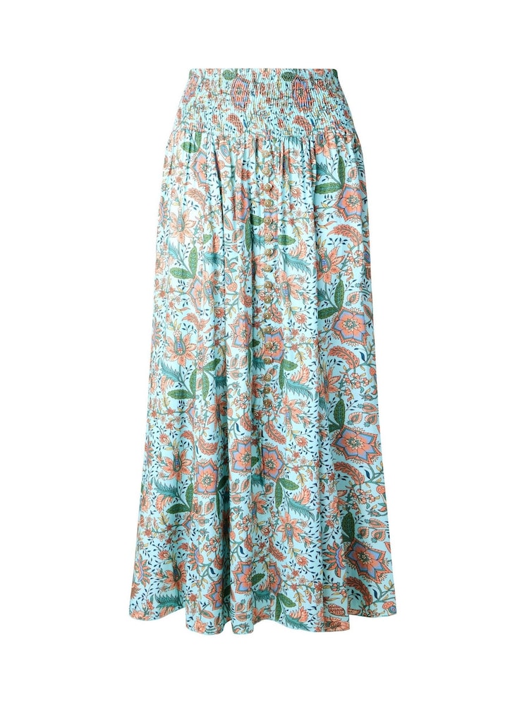 Joe Browns Blue Floral Print Shirred Waist Maxi Skirt - Image 7 of 7