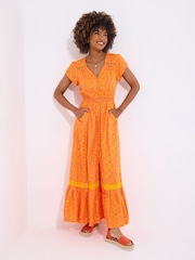 Joe Browns Orange V-Neck Geo Print Maxi Dress - Image 1 of 5