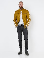 Joe Browns Yellow Quilted Premium Leather Racer Jacket - Image 5 of 7