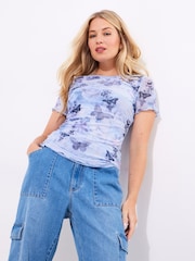Joe Browns Blue Butterfly Print Mesh Top - Image 1 of 5