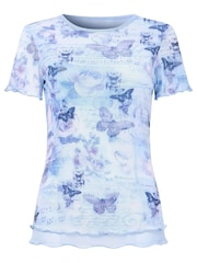 Joe Browns Blue Butterfly Print Mesh Top - Image 5 of 5