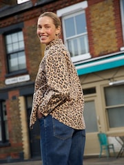 JD Williams Brown Leopard Print Denim Jacket - Image 2 of 6