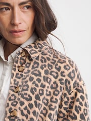 JD Williams Brown Leopard Print Denim Jacket - Image 4 of 6