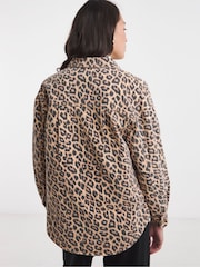 JD Williams Brown Leopard Print Denim Jacket - Image 5 of 6