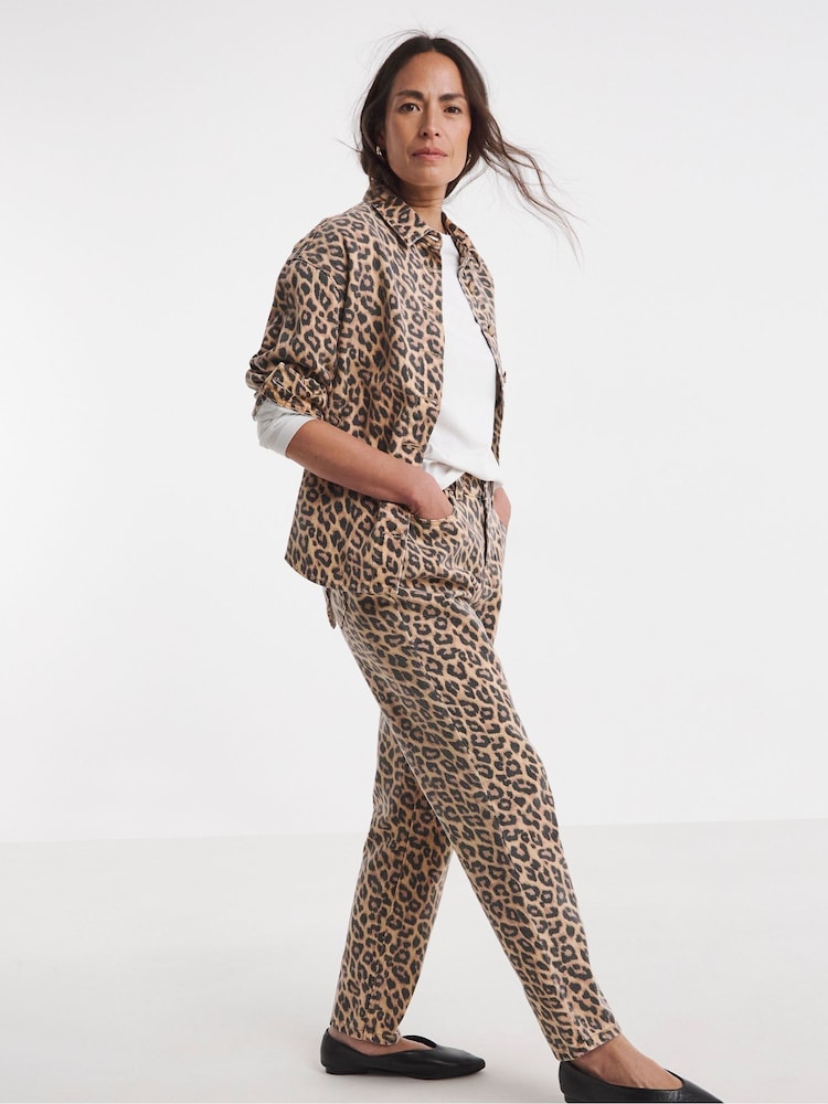 JD Williams Brown Leopard Print Denim Jacket - Image 6 of 6