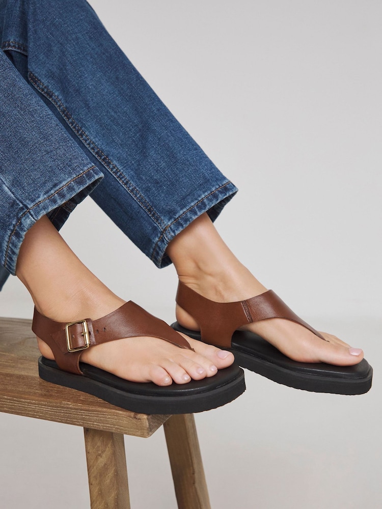 JD Williams Brown Extra Wide Fit Toe Post Buckle Sandals In Wide Fit - Image 1 of 4 JD Williams Brown Extra Wide Fit Toe Post Buckle Sandals In Wide Fit - Image 1 of 4