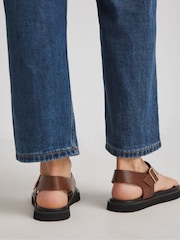 JD Williams Brown Extra Wide Fit Toe Post Buckle Sandals In Wide Fit - Image 2 of 4