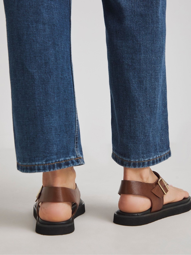 JD Williams Brown Extra Wide Fit Toe Post Buckle Sandals In Wide Fit - Image 2 of 4 JD Williams Brown Extra Wide Fit Toe Post Buckle Sandals In Wide Fit - Image 2 of 4