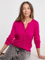 JD Williams Dark Pink Crew Neck Cardigan - Image 1 of 4