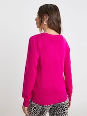 JD Williams Dark Pink Crew Neck Cardigan - Image 2 of 4