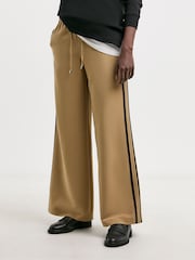 JD Williams Camel Side Stripe Wide Leg Trousers - Image 1 of 4