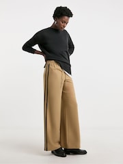 JD Williams Camel Side Stripe Wide Leg Trousers - Image 4 of 4