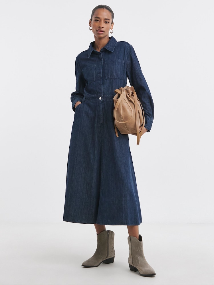 JD Williams 100% Cotton A Line Denim Shirt Dress - Imagen 1 de 4