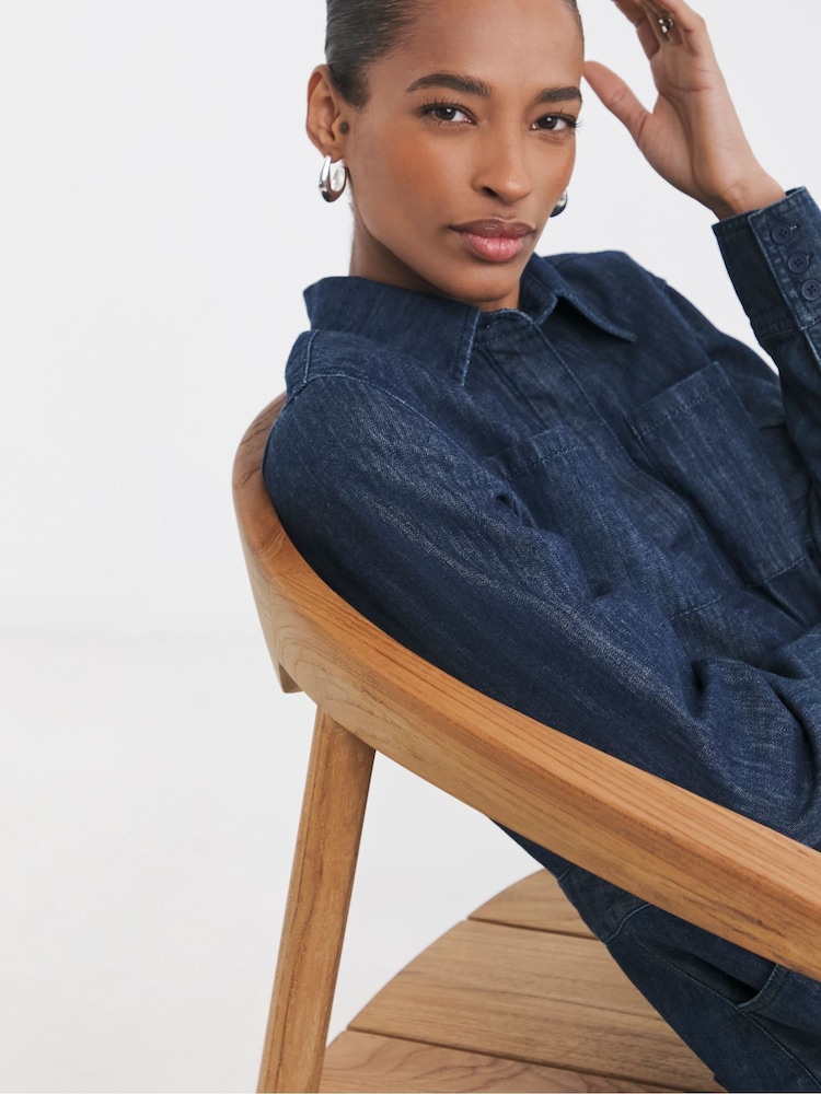 JD Williams 100% Cotton A Line Denim Shirt Dress - Imagen 4 de 4