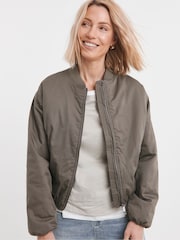 JD Williams Grey Bubble Hem Bomber Jacket - Image 1 of 4