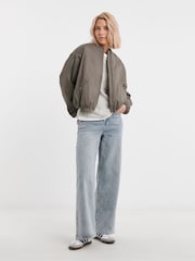 JD Williams Grey Bubble Hem Bomber Jacket - Image 2 of 4