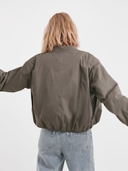 JD Williams Grey Bubble Hem Bomber Jacket - Image 3 of 4