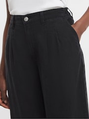 JD Williams Black Lightweight Pleated Wide Leg Jeans - Image 4 of 4