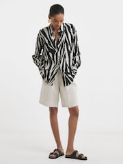 JD Williams White Printed Linen Shirt - Image 1 of 4