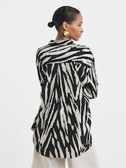 JD Williams White Printed Linen Shirt - Image 2 of 4