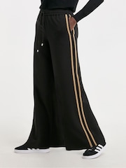 JD Williams Black Side Stripe Wide Leg Trousers - Image 1 of 4