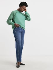 JD Williams Blue Broderie Sleeve Frill Detail Sweater - Image 3 of 4